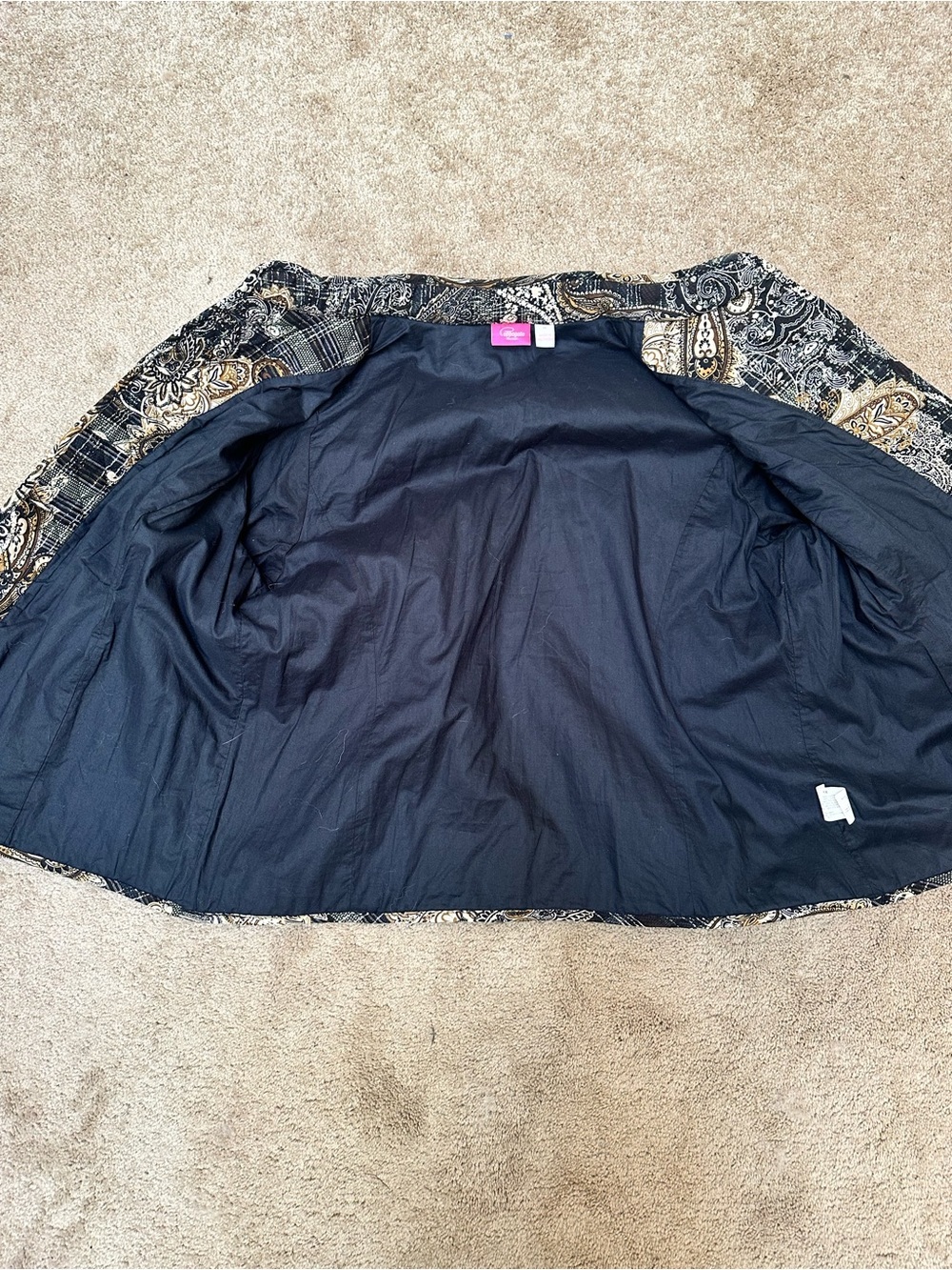 Pappagallo 100% Cotton Quilted Paisley Collared Button Jacket Pockets Boho Sz XL - Picture 6 of 9